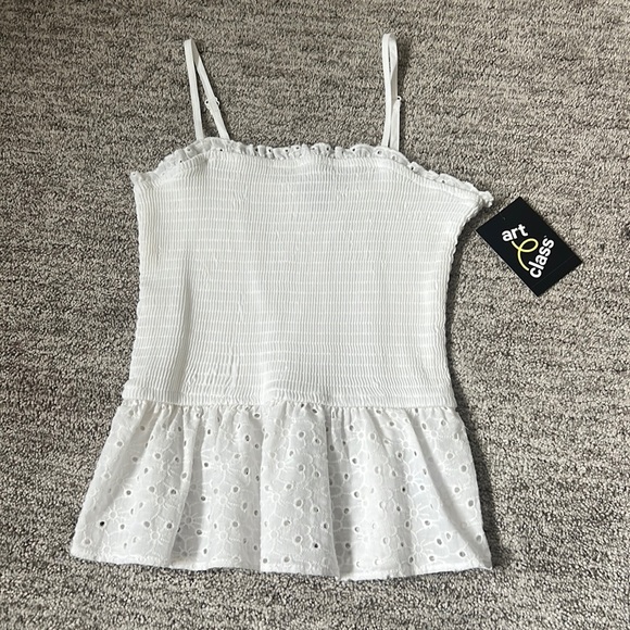 art class Other - Art Class Ribbed White Tank Top with Adjustable Straps and Eyelet Embroidery